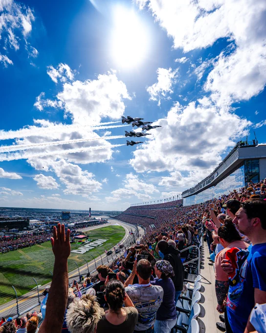 A photo of the U.S. Air Force Thunderbirds at Daytona International Speedway.