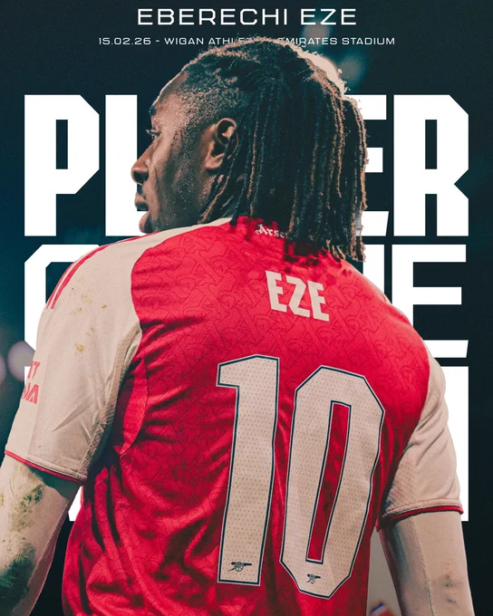 The Player of the Match for Arsenal against Wigan Athletic, Eberechi Eze