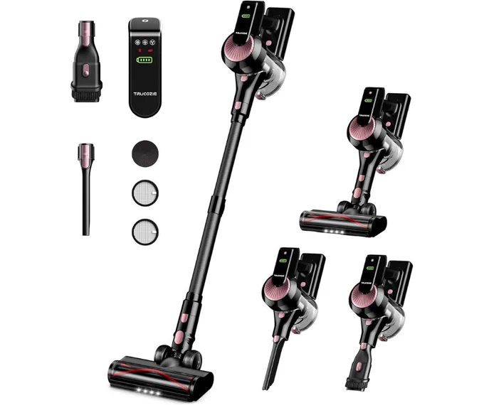 Power meets versatility! This cordless stick vacuum comes with multiple attachments, LED floor head & strong suction to tackle every corner.