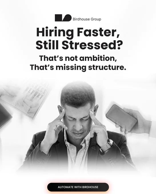 Growth is exciting.
Operational chaos is not.
When recruitment accelerates without structured workflows, stress becomes the hidden cost.
The right systems turn hiring into a competitive advantage — not an operational burden.
#TalentAcquisition#BirdhouseGroup