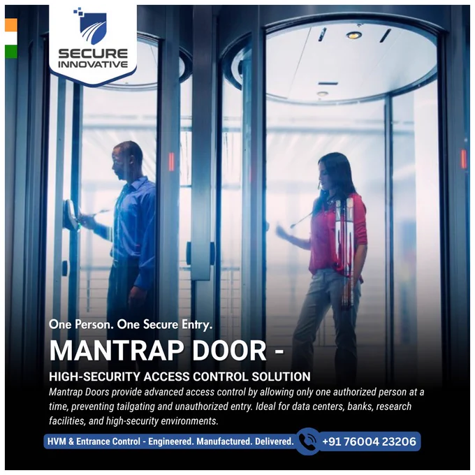 Mantrap Door - High-Security Access Control Solution

Mantrap Doors provide advanced access control by allowing only one authorized person at a time, preventing tailgating and unauthorized entry. Ideal for data centers, banks, research facilities, and high-security environments.

One Person. One Secure Entry.
📲  91-76004-23206,  91-93132-23737
☎️  91-85114-24215
✉️ info@secure-india.com
🔗 https://secure-india.com/turnstile.html

#SecureInnovative #EntranceControl #AccessControl #PerimeterSecurity #SmartSecurity #SmartEntrance #TrafficControl #MadeInIndia #MantrapDoor #HighSecurityAccess #AccessControlSystem #AntiTailgating #SecureEntry
