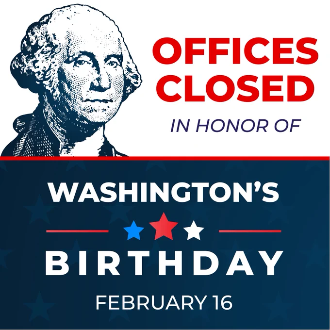 State offices are closed Monday, Feb. 16, 2026