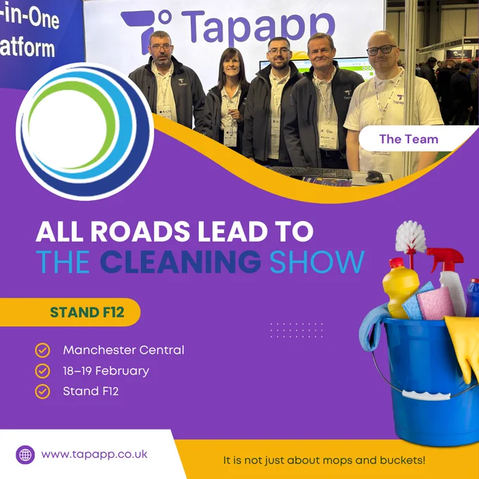 The Cleaning Show in Manchester 2026, Stand F12 - Tapapp.co.uk