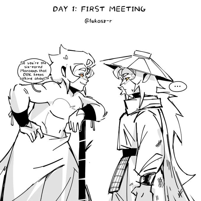 A bit scuffed because I'm quite busy. DBK was the one to introduce the two—around the time the brotherhood was being made. Macaque thought he was an arrogant asshole. 