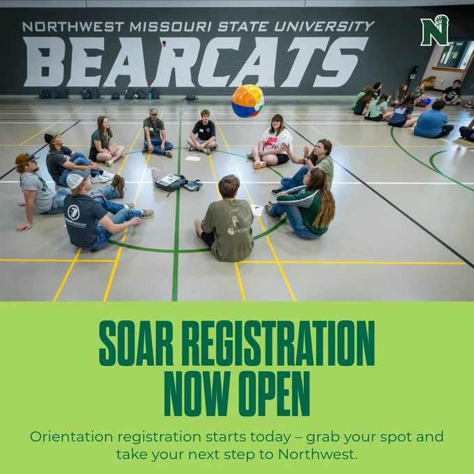 Students toss a beach ball at SOAR, with the words "SOAR Registration Now Open" displayed.