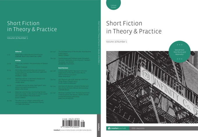 Cover of Short Fiction in Theory & Practice journal, Volume 16 Number 1, featuring a black and white photo of a fire escape and Infinity Co. sign.