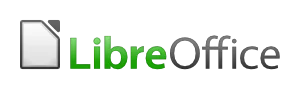 Logo de LibreOffice : une feuille de document grise stylisée à gauche, suivie du texte 'LibreOffice' en gris avec les lettres 'Libre' en vert et 'Office' en gris foncé.