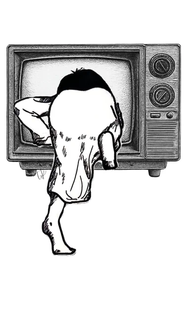 Sadako going back to the tv, she's nope-ing outta there!

traditional line art