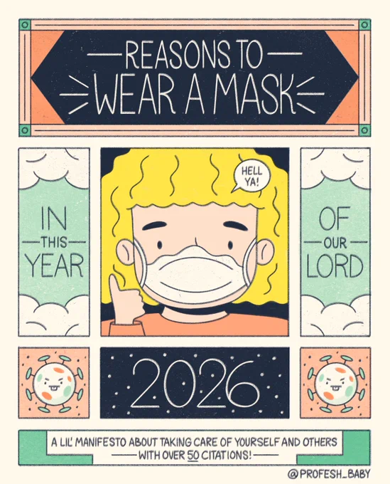 illustrated comic about community, masking in an N95, and the covid pandemic