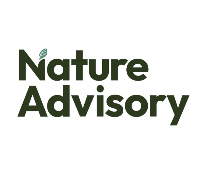 A deep green logo that says "Nature Advisory" with a light green leaf on the letter "N".