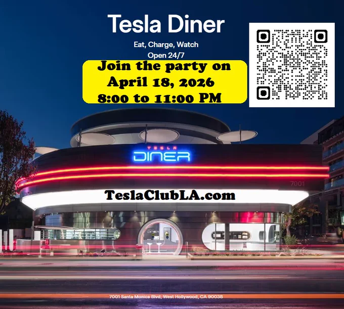 Party at the Tesla Diner on April 18, 2026