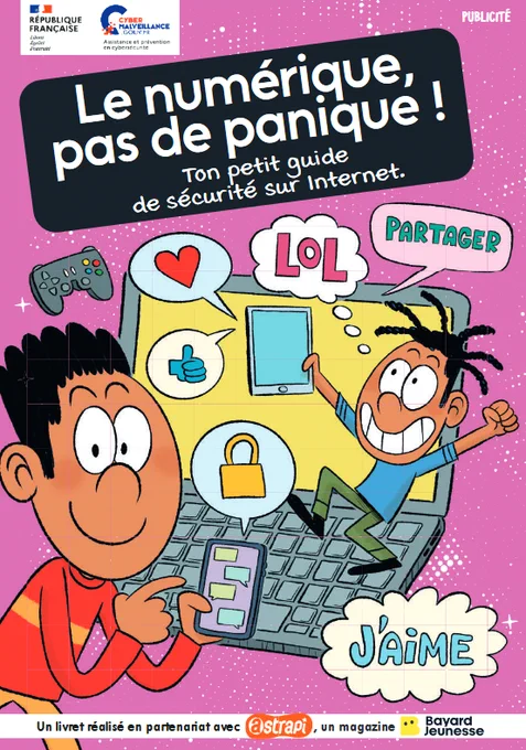 Infographie : Le numérique, pas de panique, couverture de "ton petit guide de sécurité sur internet"