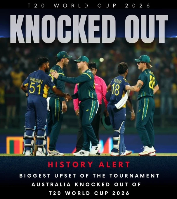 📍ऑस्ट्रेलिया #ICCMensT20WorldCup2026 से बाहर!
वर्षा के कारण #Zimbabwe-#Ireland मैच रद्द, मिले 1-1 अंक।
2009 के बाद पहली बार #Australia #T20WorldCup के Super8 में नहीं, #Zimbabwe पहुंची सुपर8 में..😷🍁
#IREvsZIM #T20WorldCup2026

All d Bst!
B Sporty Happy
जय हिन्द!🇮🇳
#HappyYadav
For the first time in 150 years of cricket, Australia is out of luck.
Australia के लिए लिए काला दिन-
सिकंदर रजा की अगुवाई वाली जिम्बाब्वे टीम ने #टी20वर्ल्डकप 2026 में ऐतिहासिक उपलब्धि हासिल करते हुए पहली बार सुपर-8 राउंड में जगह पक्की कर ली है। #जिम्बाब्वे ने पल्लेकेले में #आयरलैंड मैच रद्द होने के बाद अगले राउंड का टिकट कटाया। आज जिम्बाब्वे बनाम आयरलैंड Grp-B मैच में बारिश के कारण टॉस तक नहीं हो पाया। मैच रद्द होने  से दोनों टीमों को एक-एक अंक मिला। जिम्बाब्वे, ग्रुप-बी से अगले चरण में पहुंचने वाली दूसरी टीम है और 3 मैचों में 5 अंक हैं। ग्रुप-बी से सह-मेजबान श्रीलंका 3 मैचों में 6 अकों के साथ पहले ही सुपर-8 में पहुंच चुका है। वहीं आयरलैंड के 4 मैचों में 3 अंक और ऑस्ट्रेलिया के 3 मैचों में 2 अंक हैं..