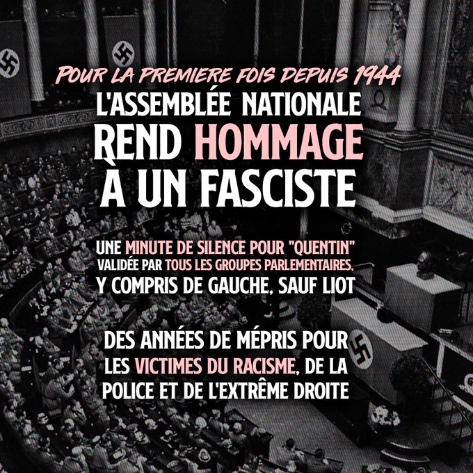 L'Assemblée Nationale arborant une croix gammée à la tribune sous l'Occupation.