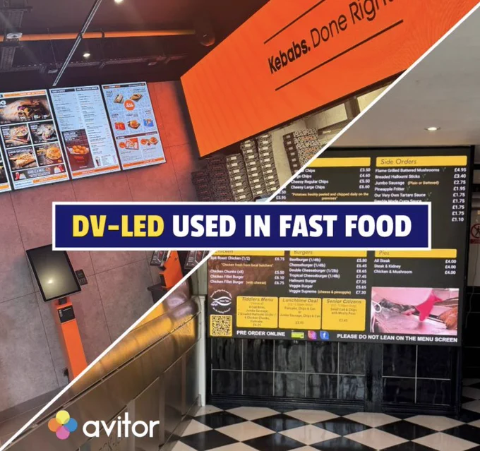 Fast food venues are increasingly choosing #dvLED to showcase menus, promotions, and limited-time offers - and it’s easy to see why. This fast-growing tech delivers bold, high-quality visuals that customers can’t ignore!

With vibrant colours and eye-catching clarity, this hashtag#digitalsignage solution is perfect for grabbing attention, speeding up ordering decisions, and enhancing in-store experiences.

Contact your account manager:
sales@avitor.ie or 01 9121330

#Allsee #LEDSignage #digitalsignage #Restaurantsignage #Fastfoodsignage