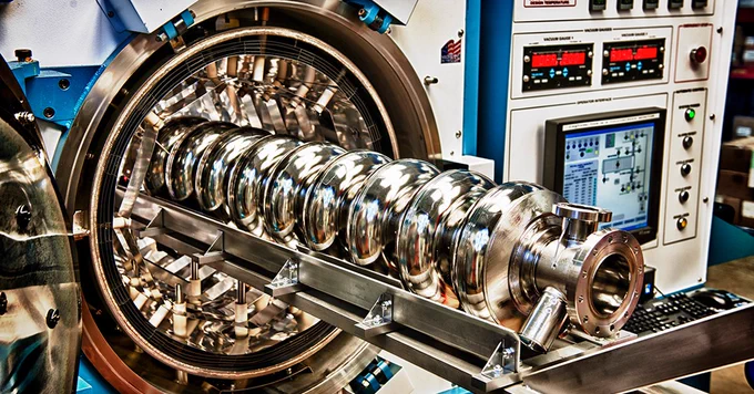 An SQMS superconducting cavity.
Photo credit: SQMS Fermilab.