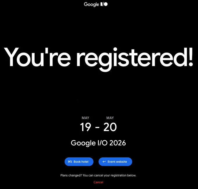 See you at Shoreline! Google I/O 2026 is officially on the calendar. Ready for a week of code, community, and some legendary swag.