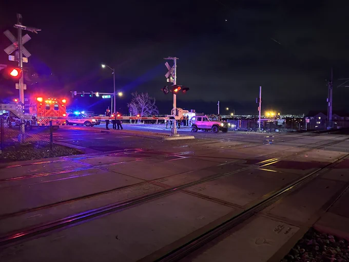 Area of the crash with emergency vehicles