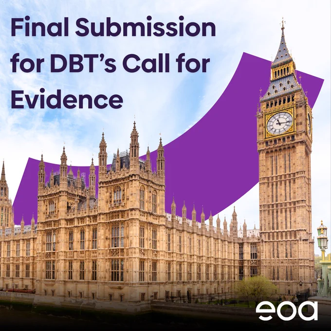The Houses of Parliament and Big Ben picture beside text reading 'Final Submission for DBT's Call for Evidence'