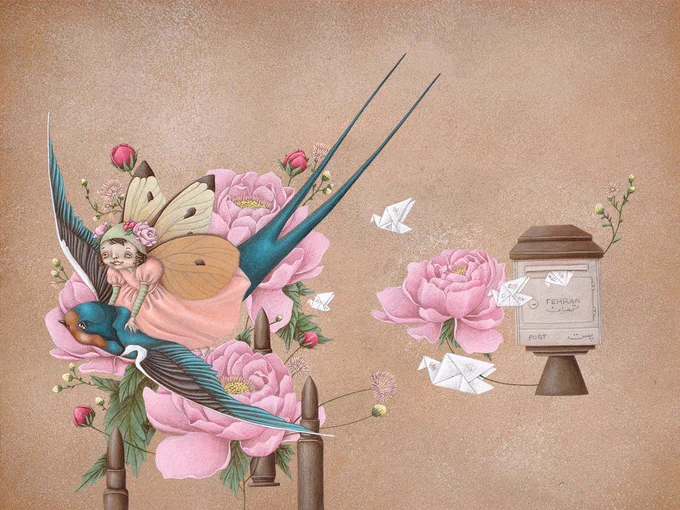 On lined pages,
I write my heart’s longing into letters,
then ride the wings of a dreaming swallow
to find my way to you.
I become a butterfly—
and with the fragrance of rose-scented breaths,
I wrap you in my tender embrace.
