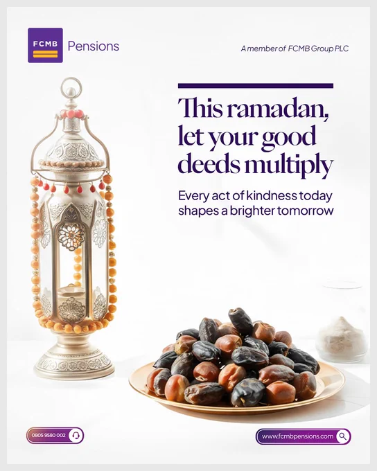 Ramadan Mubarak from all of us at FCMB Pensions. 🌙