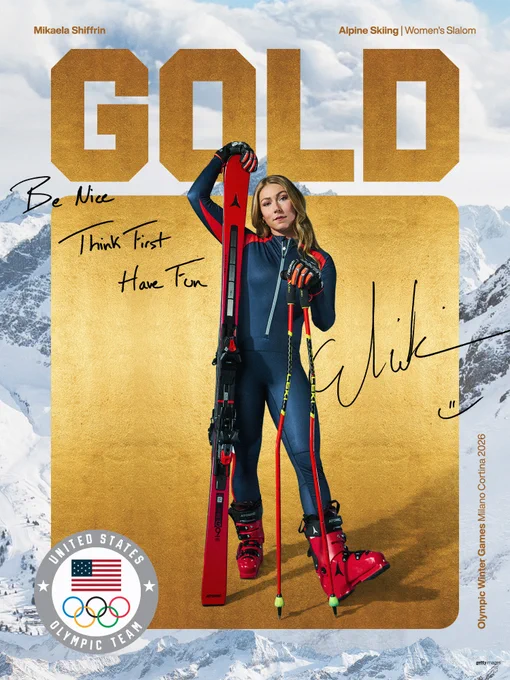 Gold medal graphic for Mikaela Shiffrin - Alpine Skiing | Women's Slalom.