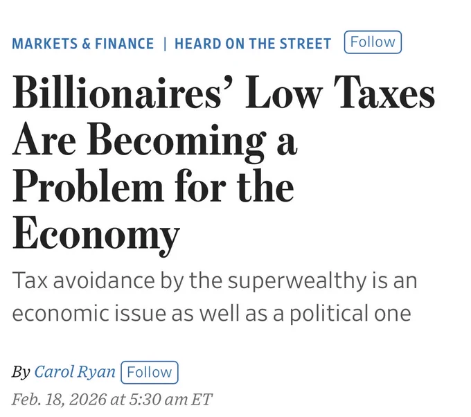 Headline: billionaires’ low taxes are becoming a problem for the economy