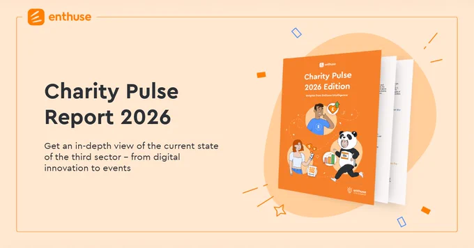 light orange background with charity pulse dark orange report front cover in the foreground, text reads; charity pulse 2026
