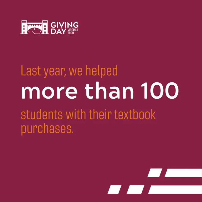 Giving Day graphic with text: "Last year we helped more than 100 students with thier textbook purchases."