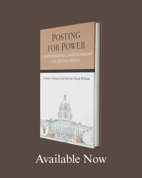 Graphic of now available book "Posting for Power: Congressional Partisanship on Social Media" by Jeremy Gelman and Steven Lloyd Wilson.