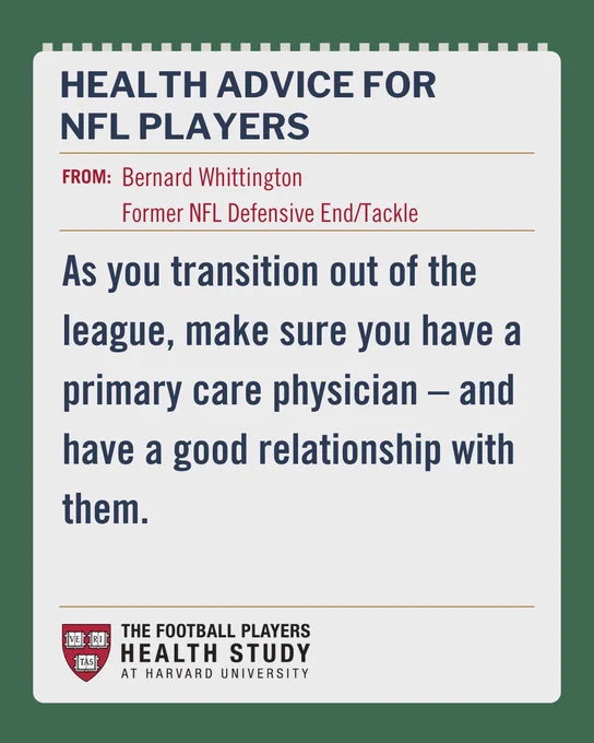 Health Advice for NFL Players. The quote from the post is written below on a illustrated piece of notebook paper. 