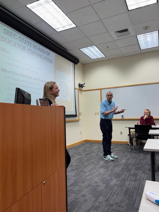 Teach Plus Leadership Fellow Megan McCune, NBCT and Policy Program Manager Dr. Hjamil Martínez-Vázquez lead a session titled National Board Advocacy: Crafting Powerful Stories to Create Change with Teach Plus at the 2026 TXNBCT Conference on February 7.