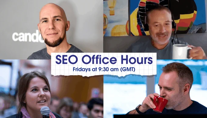 SEO Office Hours panel for Friday 20th February 2026: Mark Williams-Cook, Robb Young, Jo Turnbull, Michael Chidzey