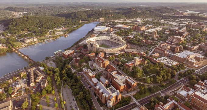 aerial view of the University of Tennessee Knoxville
