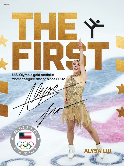 Graphic with a photo of Alysa Liu, she has won the first U.S. Olympic gold medal in women's figure skating since 2002.