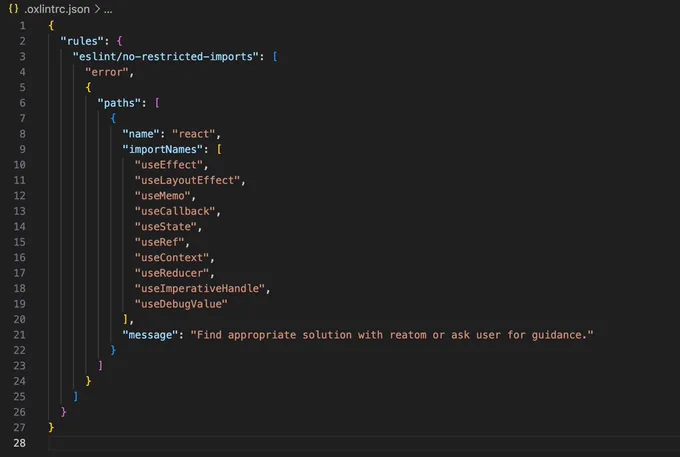 eslint rule to prefer reatom over hooks
