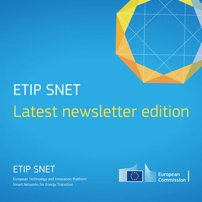 ETIP SNET Latest newsletter edition - white and yellow text on a light blue background
