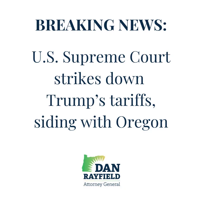 BREAKING NEWS: U.S. Supreme Court strikes down Trump’s tariffs, siding with Oregon