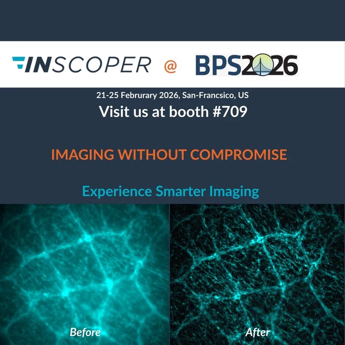 Inscoper Exhibit at BPS2026 annual meeting in San Francisco  from 21 to 25 February, on booth #709. Inscoper will showcase its latest imaging sofware innovation to experience smarter microscopy imaging.  