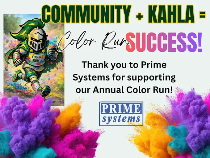 commnunity   kahla. Color Run Success. Thank you to Prime Systems for supporting our Annual Color Run.