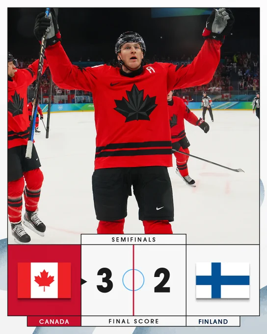 Final score: Canada defeats Finland 3-2