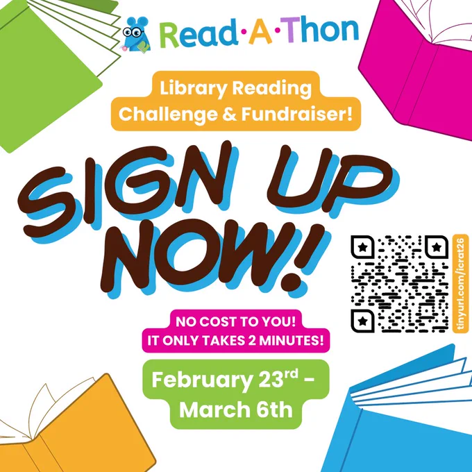 Sign up for Read-A-Thon! tinyurl.com/icrat26