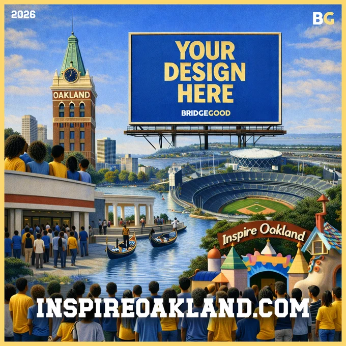 Feb 20 is officially INSPIRE OAKLAND DAY (proclaimed by former Oakland Mayor Jean Quan). Today BRIDGEGOOD opened the call for designs for our award-winning Inspire Oakland Design Challenge. Students 18  to enter. Free submission. Billboard   more! Details: inspireoakland.com