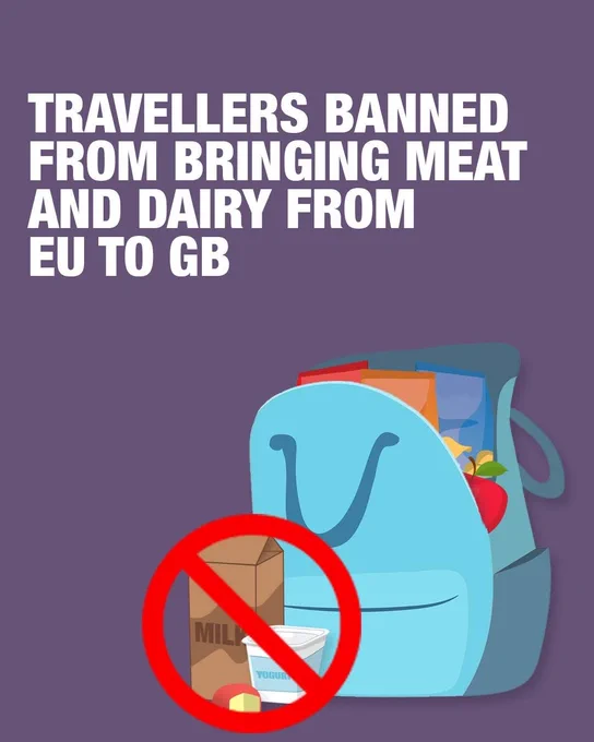 Travellers banned from bringing meat and dairy from EU to GB