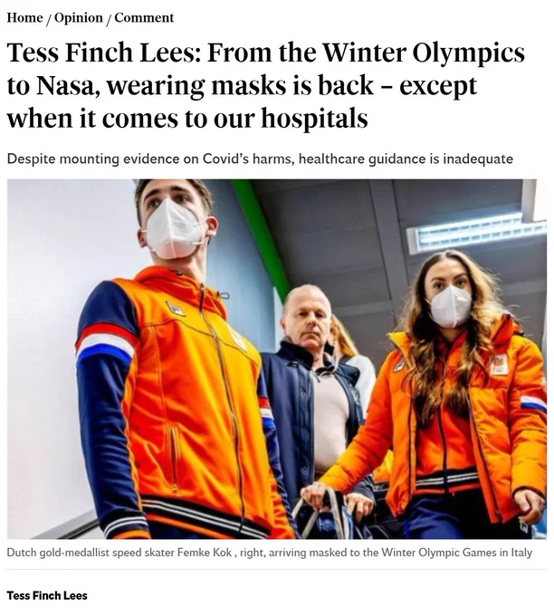 Tess Finch Lees: From the Winter Olympics to Nasa, wearing masks is back – except when it comes to our hospitals
Despite mounting evidence on Covid’s harms, healthcare guidance is inadequate