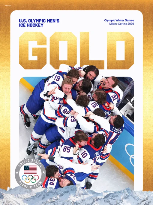 Gold medal graphic for U.S. Olympic Men's Ice Hockey team