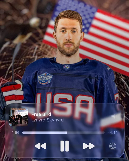 Screenshot of phone wallpaper with Jaccob Slavin and Free Bird playing 
