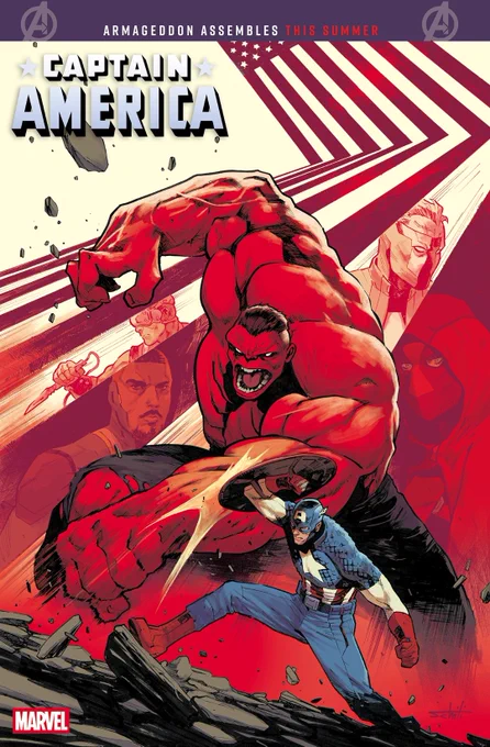 • 'Captain America' (2025) #7 'Second Printing' Variant Cover by Valerio Schiti, with Colors by Frank Martin Jr.

///

Written by Chip Zdarsky.
Art by Delio Diaz and Frank Alpizar.
Colors by Romulo Fajardo Jr.