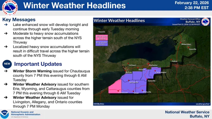 Map of Winter Weather Headlines