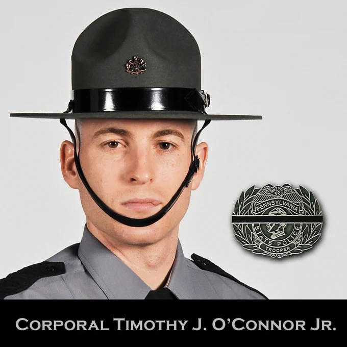 131st Cadet Class photo of Corporal Timothy J. O’Connor Jr. and the PSP Mourning Pin